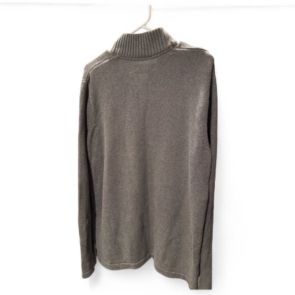 Eddie‎ Bauer Gray Quarter-Zip Sweater Men's TL Large Tall Red 100% Cotton - Picture 2 of 6